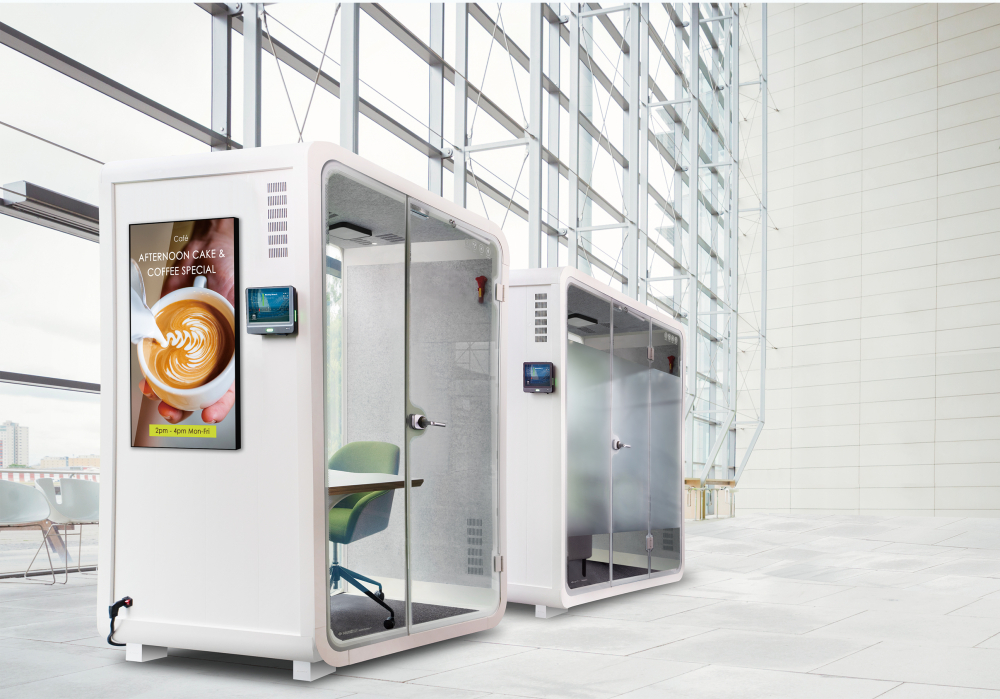 jinnian金年会子公司达擎之智慧行动办公舱，采用PDLC智能调光玻璃设计，透过通电与断电的电流切换，呈现透明与雾面效果，具节能降耗特性并兼顾隐私，确保信息安全